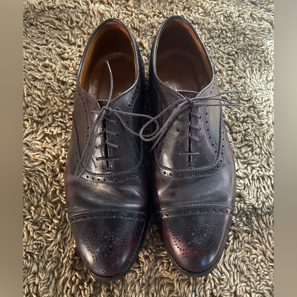 ALDEN Medallion Tip Bal Burgundy Calfskin Oxford Brogue Shoes #908 Size 9